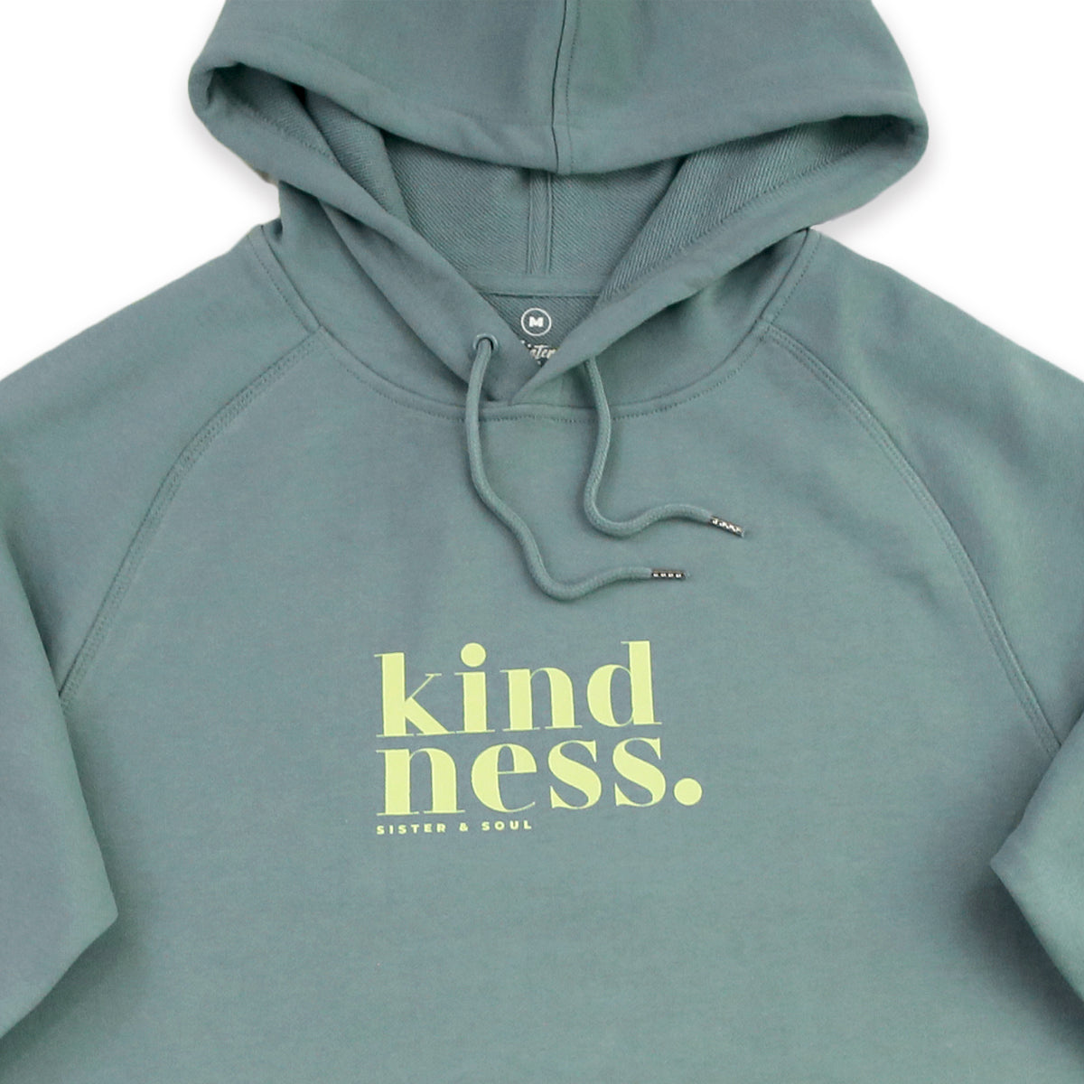 Premium Kindness HOODIE - Mineral with Lime Print