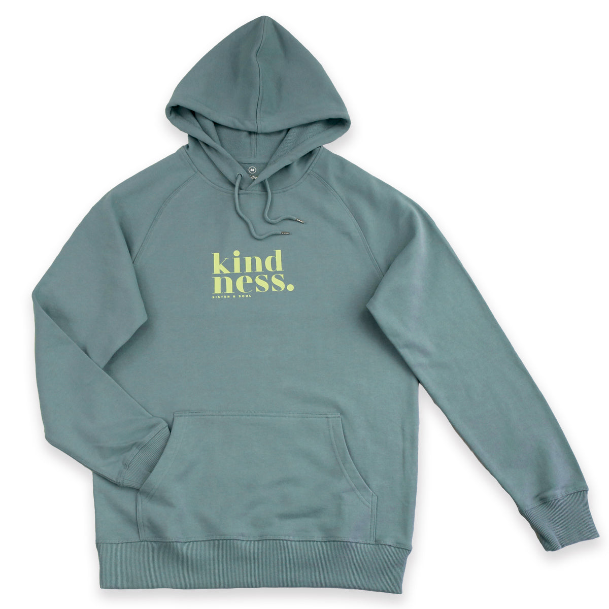 Premium Kindness HOODIE - Mineral with Lime Print