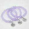 Stone Bracelet - Lilac Agate 8mm Beads - with Silver Word Charm