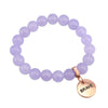 Stone Bracelet - Lilac Agate 10mm Beads - with Rose Gold Word Charm