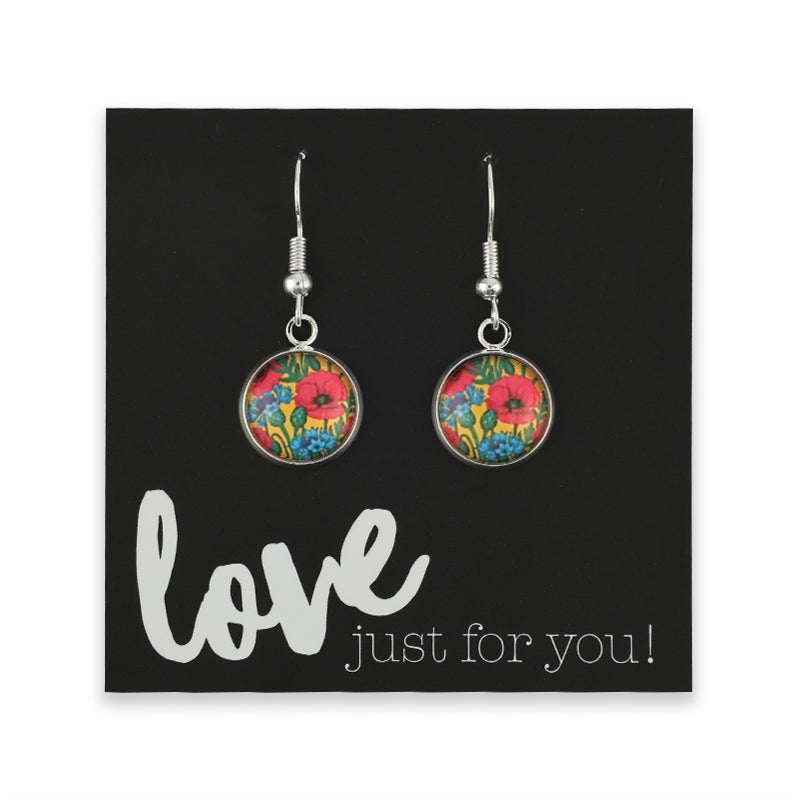 Floral earrings on a 'love just for you!' card
