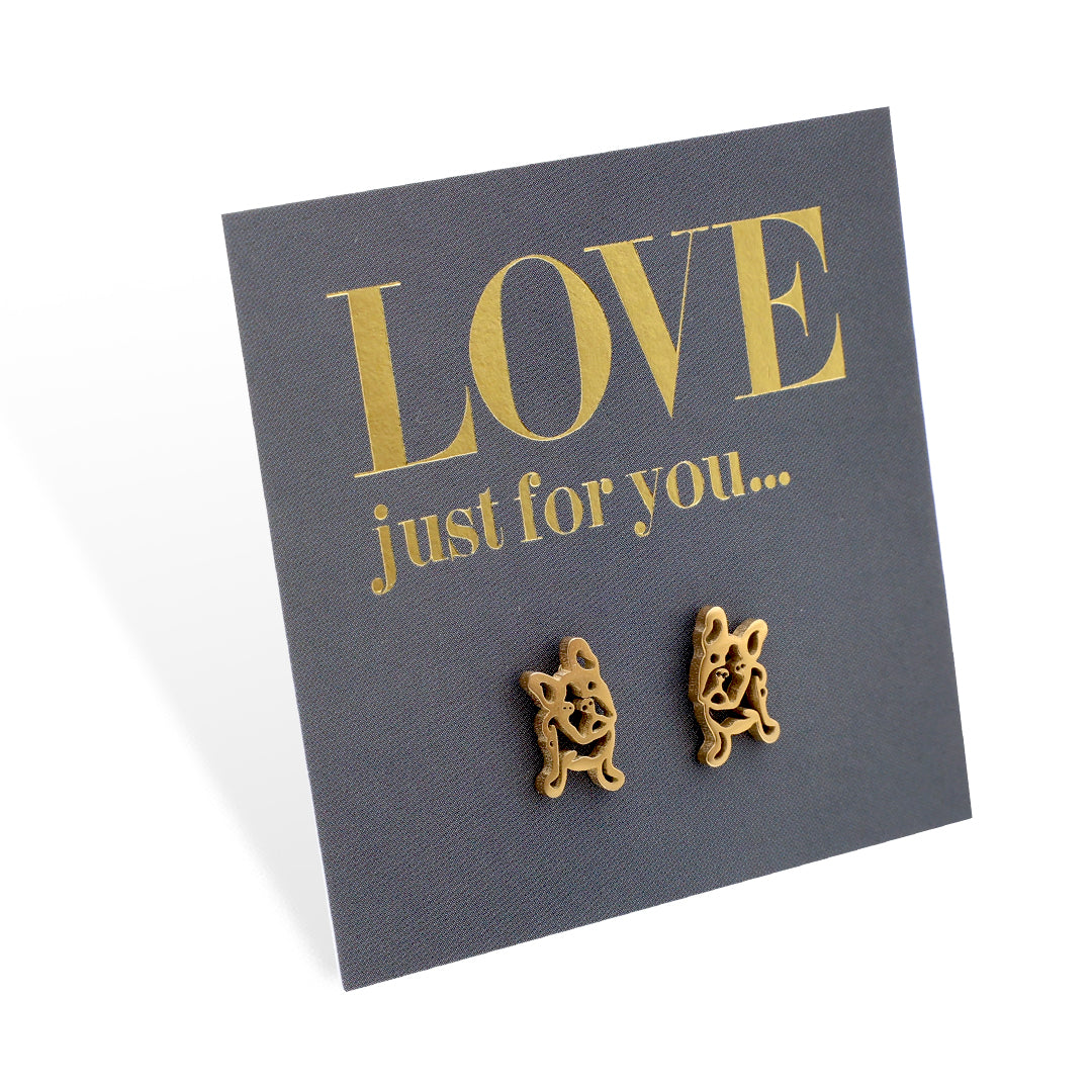 Stainless Steel Earring Studs - Love Just For You - French Bull Dog