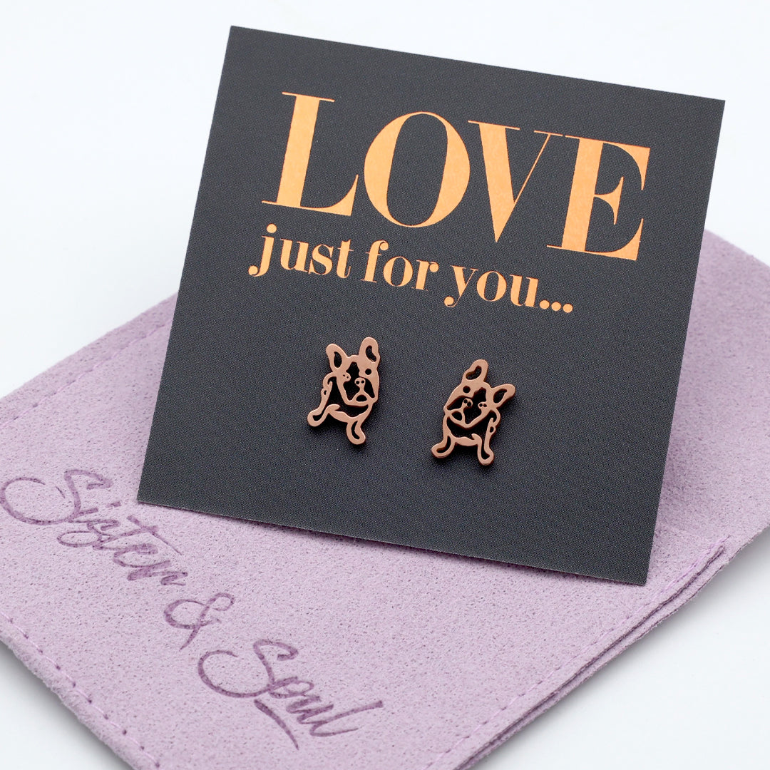 Stainless Steel Earring Studs - Love Just For You - French Bull Dog