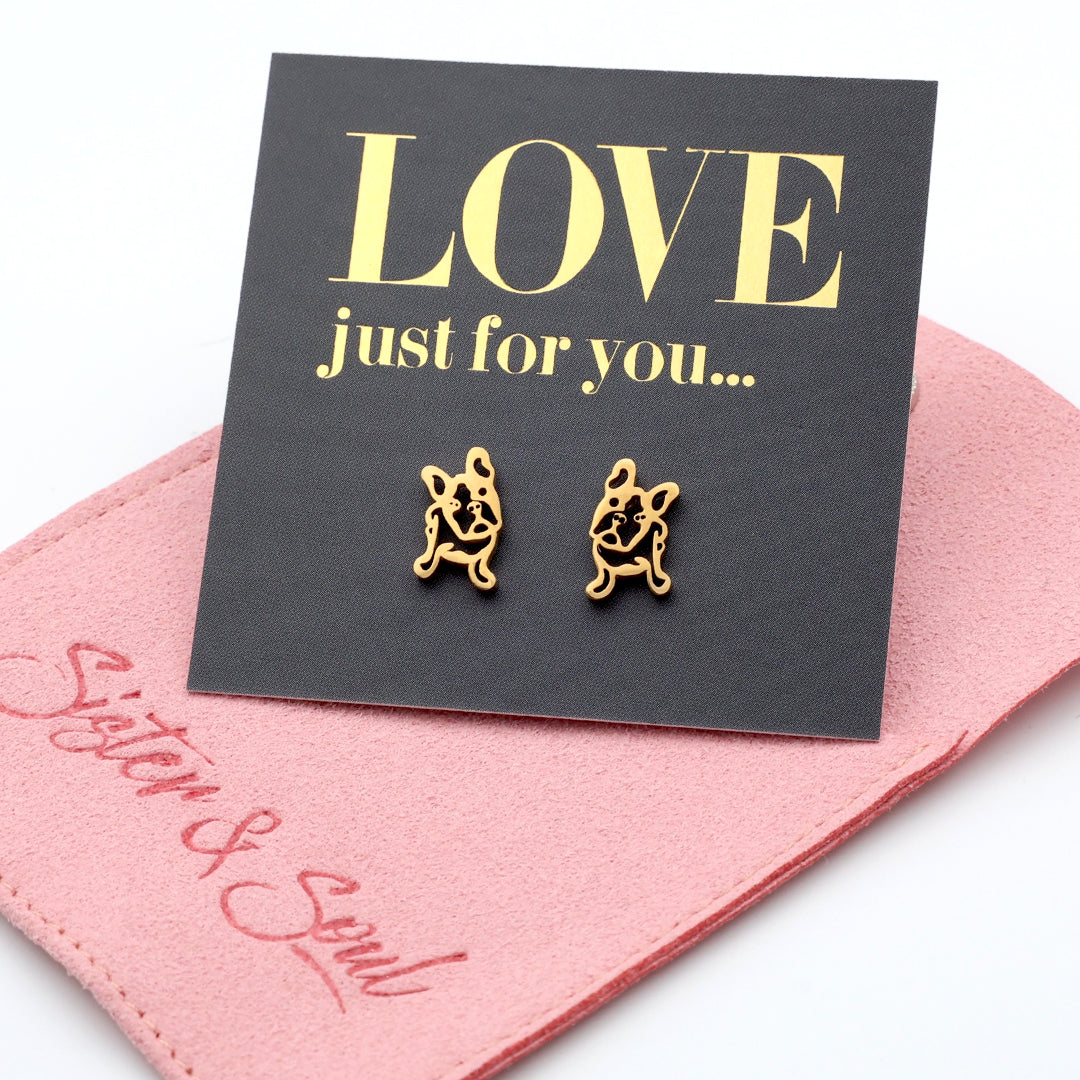 Stainless Steel Earring Studs - Love Just For You - French Bull Dog