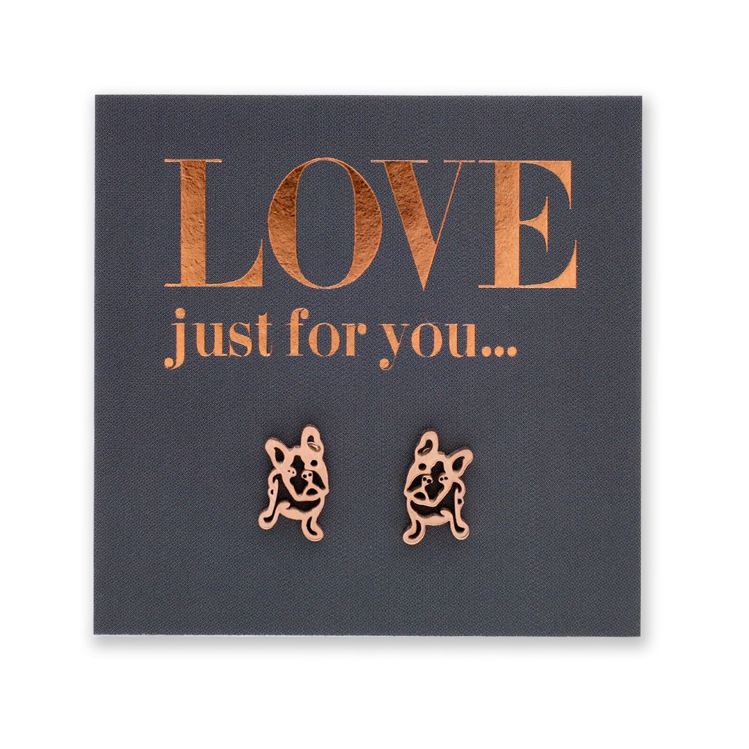 Stainless Steel Earring Studs - Love Just For You - French Bull Dog