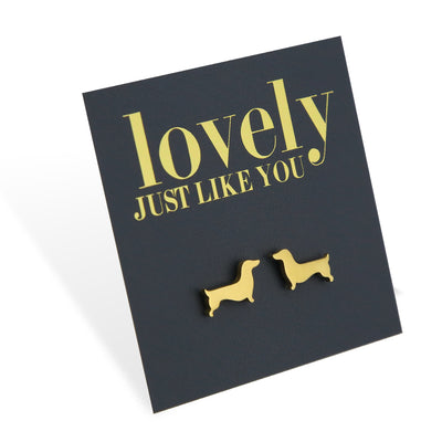 Stainless Steel Earring Studs - Lovely Just Like You - DACHSHUND