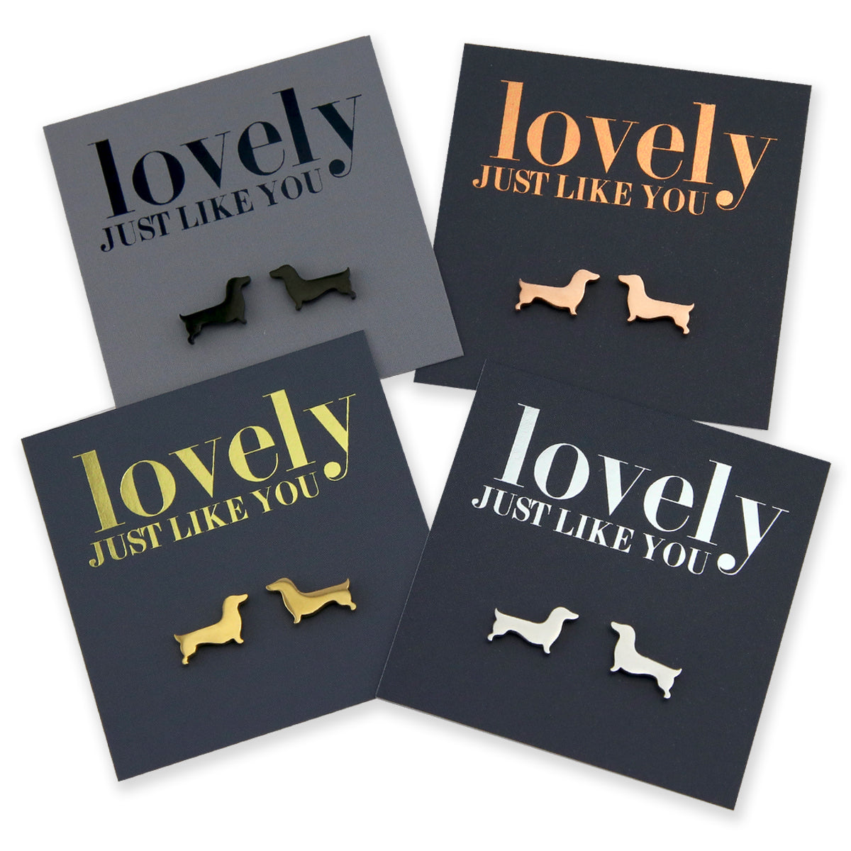 Stainless Steel Earring Studs - Lovely Just Like You - DACHSHUND