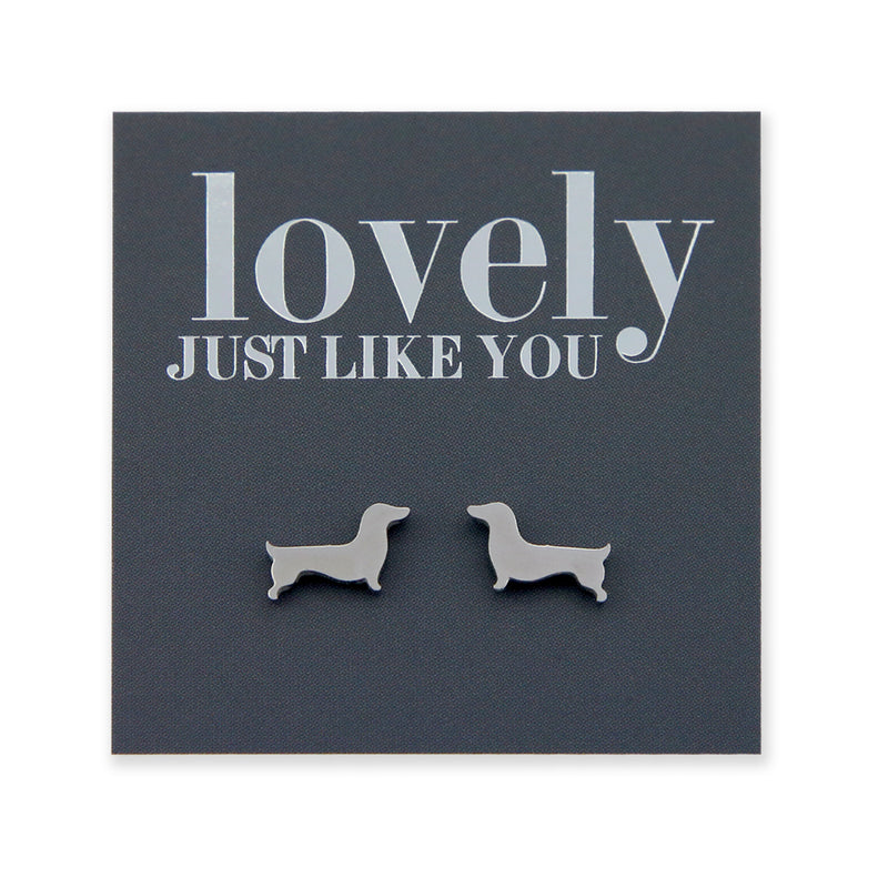 Stainless Steel Earring Studs - Lovely Just Like You - DACHSHUND