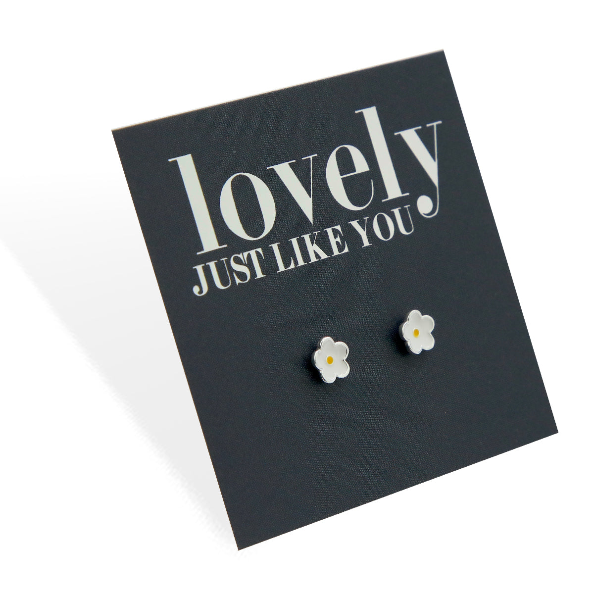 Tiny Flower Bud - Sterling Silver Stud + White Enamel - Lovely Just Like You (8810)