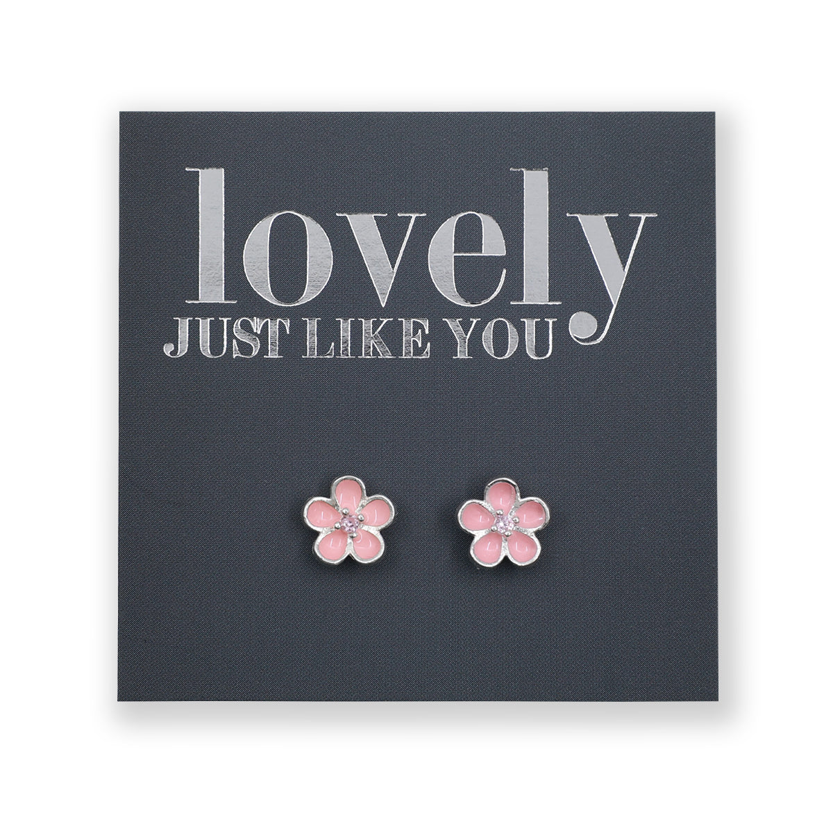 Lovely Just Like You Sterling Silver Blossom Bud Studs - Soft Pink