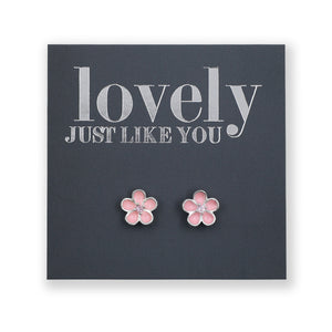 Lovely Just Like You Sterling Silver Blossom Bud Studs - Soft Pink