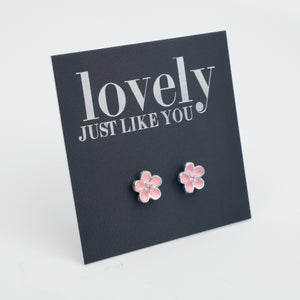 Lovely Just Like You Sterling Silver Blossom Bud Studs - Soft Pink