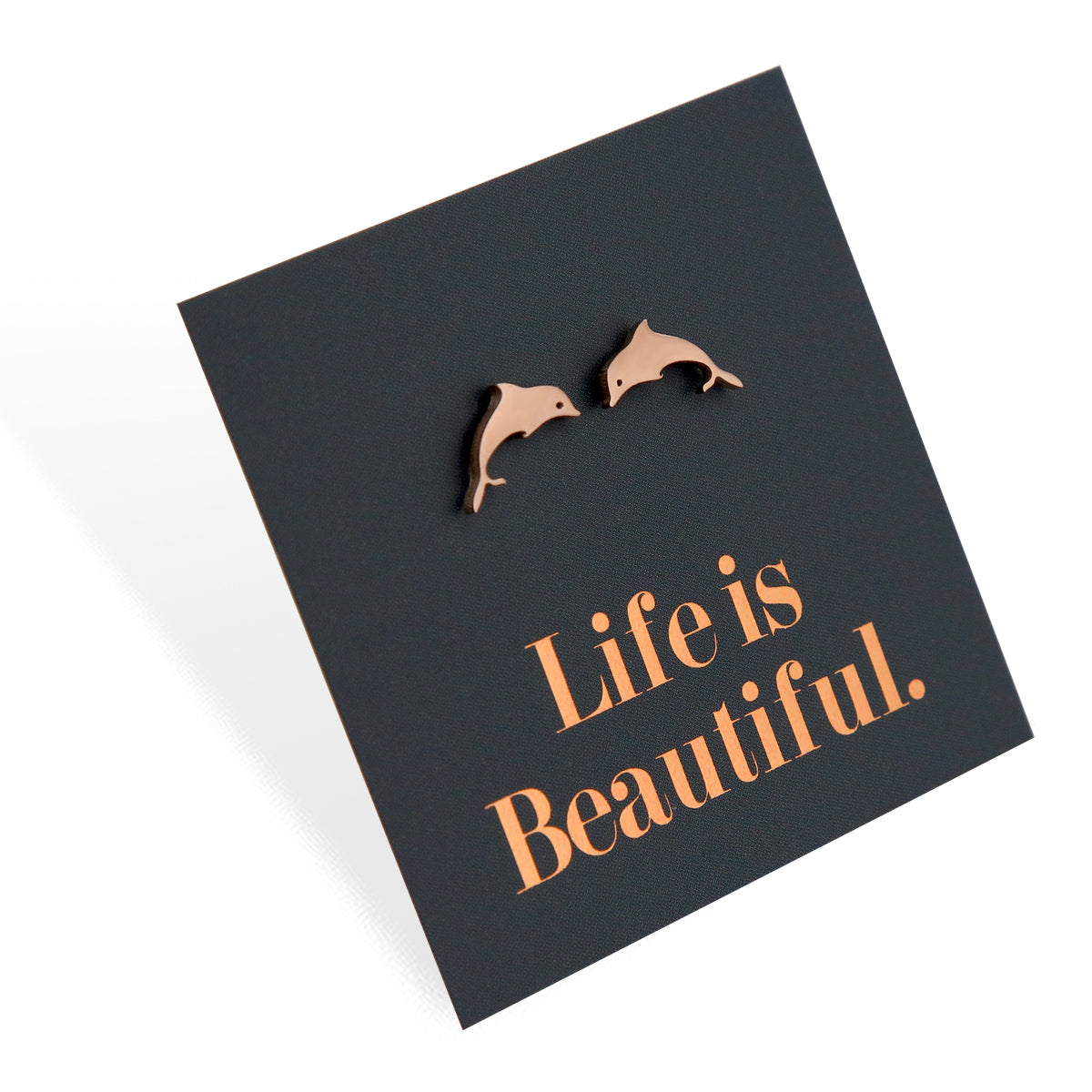 Stainless Steel Earring Studs - Life Is Beautiful - DOLPHINS