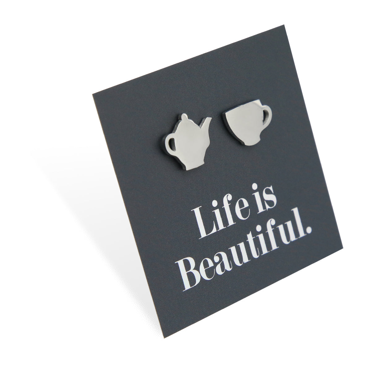 Stainless Steel Earring Studs - Life Is Beautiful - TEA TIME