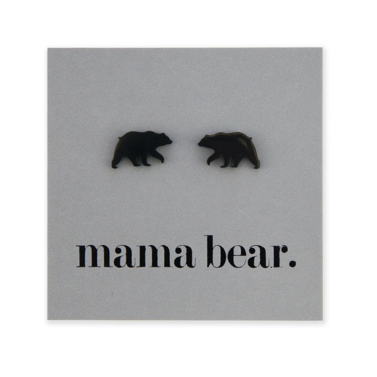 Stainless Steel Earring Studs - Mama Bear - BEAR SHAPE