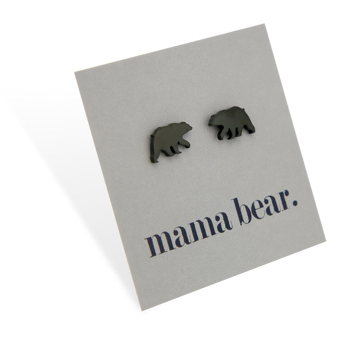 Stainless Steel Earring Studs - Mama Bear - BEAR SHAPE