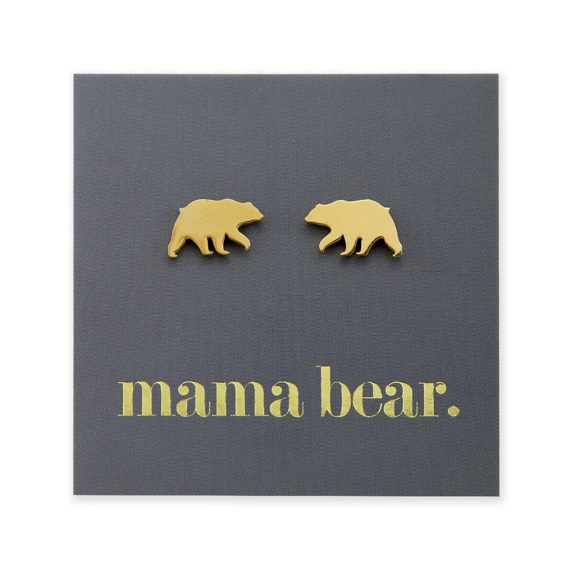 Stainless Steel Earring Studs - Mama Bear - BEAR SHAPE