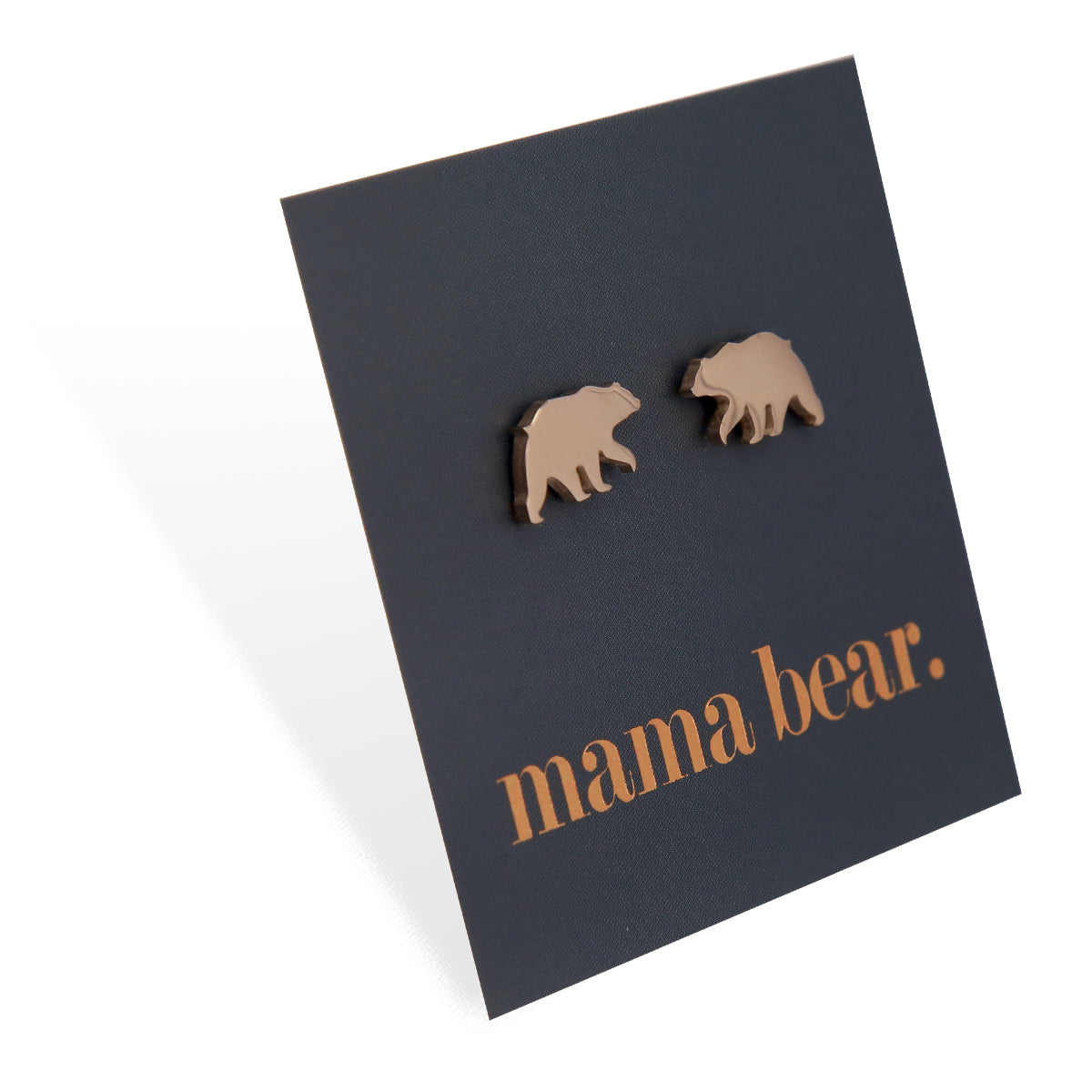 Stainless Steel Earring Studs - Mama Bear - BEAR SHAPE