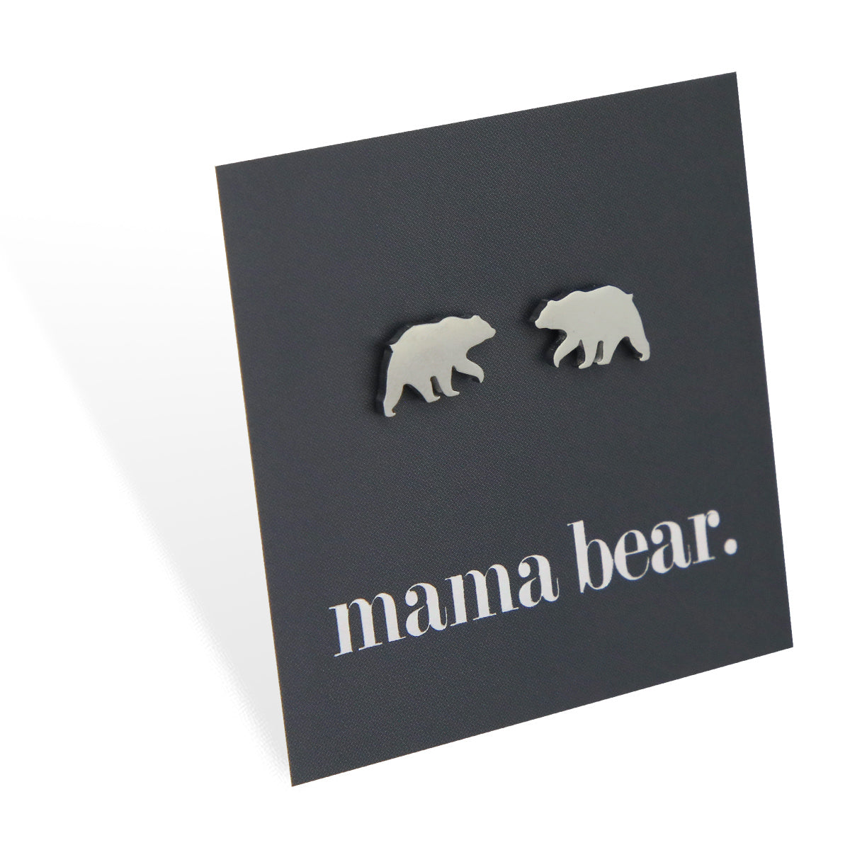 Stainless Steel Earring Studs - Mama Bear - BEAR SHAPE