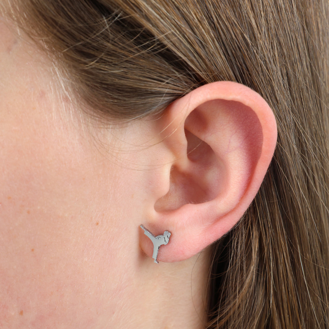Stainless Steel Earring Studs - Strong & Courageous - Martial Arts