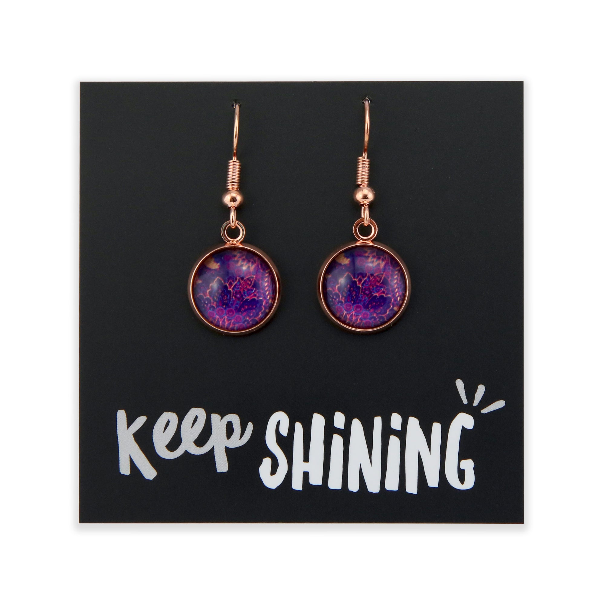 Heart & Soul Collection - Keep Shining - Rose Gold Dangle Earrings - Maze (12831)