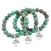 Precious Stone Bracelet - Minty Aqua Imperial Jasper 10mm Beads- With Silver Word Charms