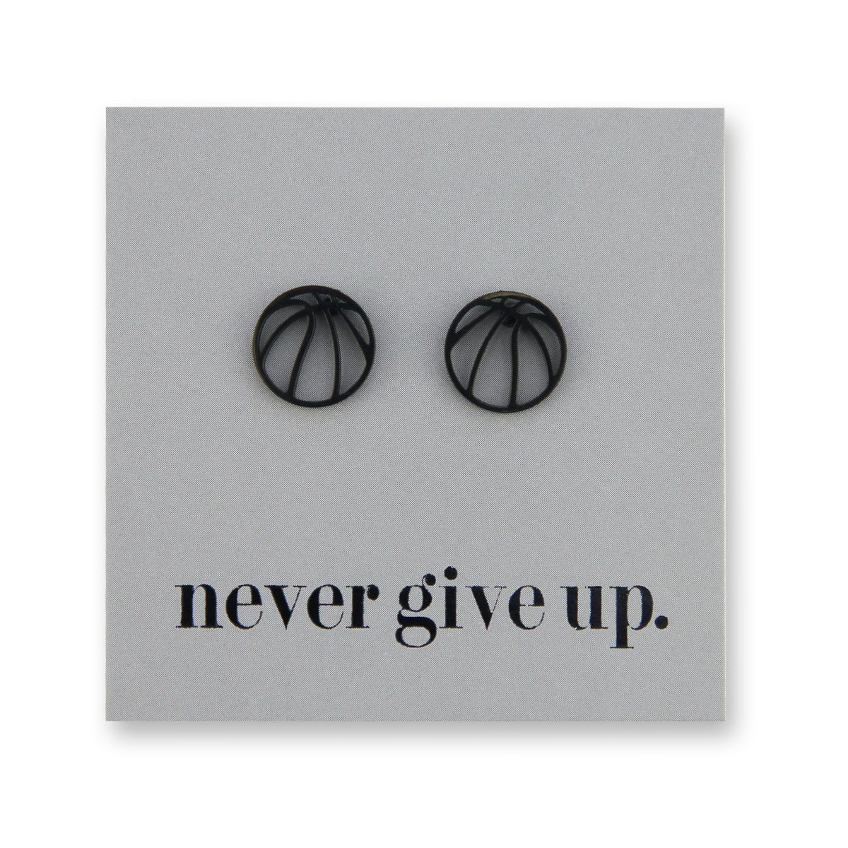 Stainless Steel Earring Studs - Never Give Up - BASKETBALLS