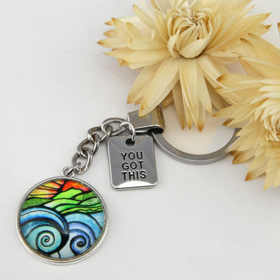 Heart & Soul Collection - Vintage Silver 'YOU GOT THIS' Keyring - Ocean and Earth (12845)