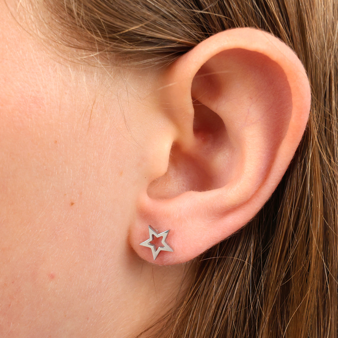 Stainless Steel Earring Studs - Fierce Fearless Fabulous - OPEN STARS
