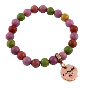Stone Bracelet - Palooza 8mm Beads - With Rose Gold Charms