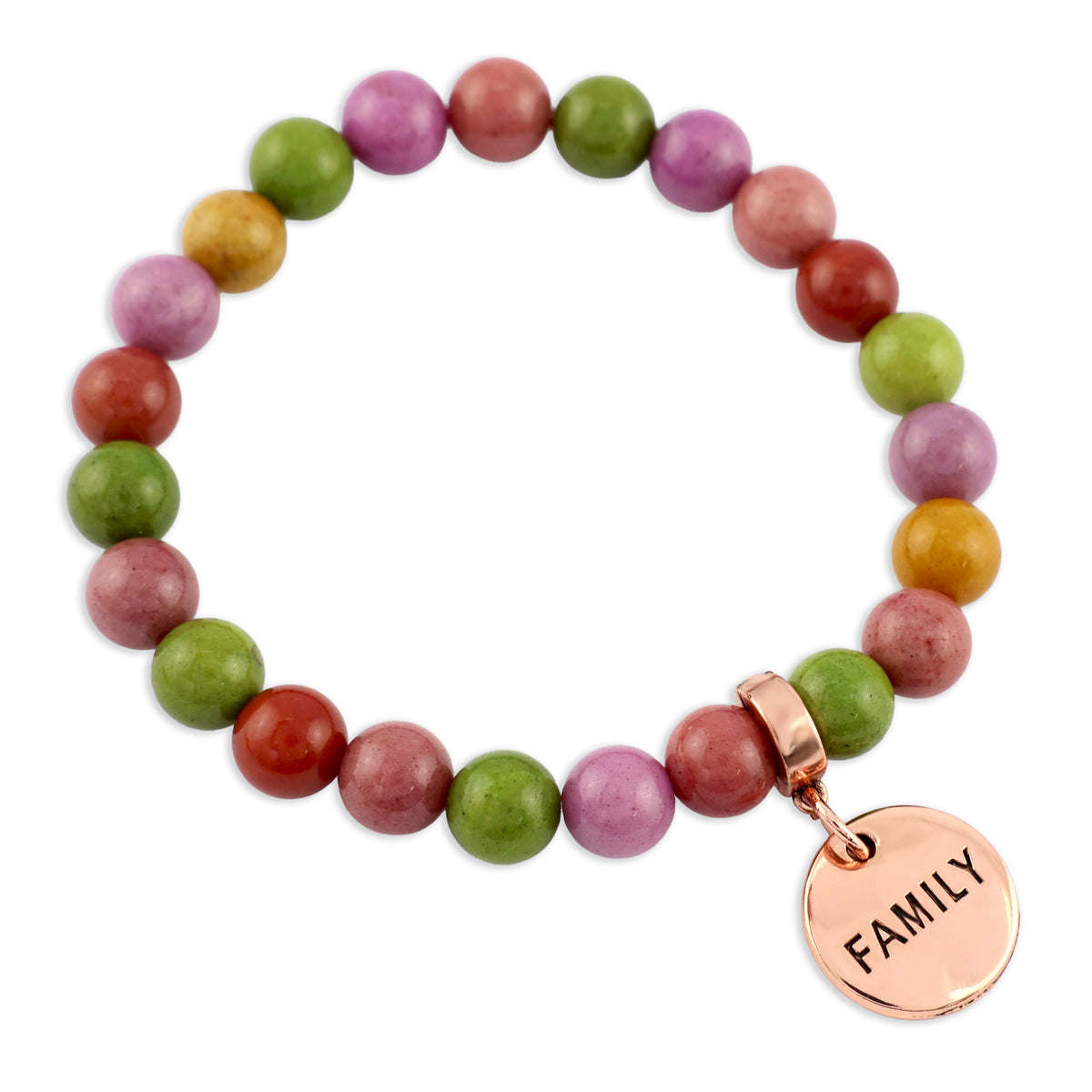 Stone Bracelet - Palooza 8mm Beads - With Rose Gold Charms