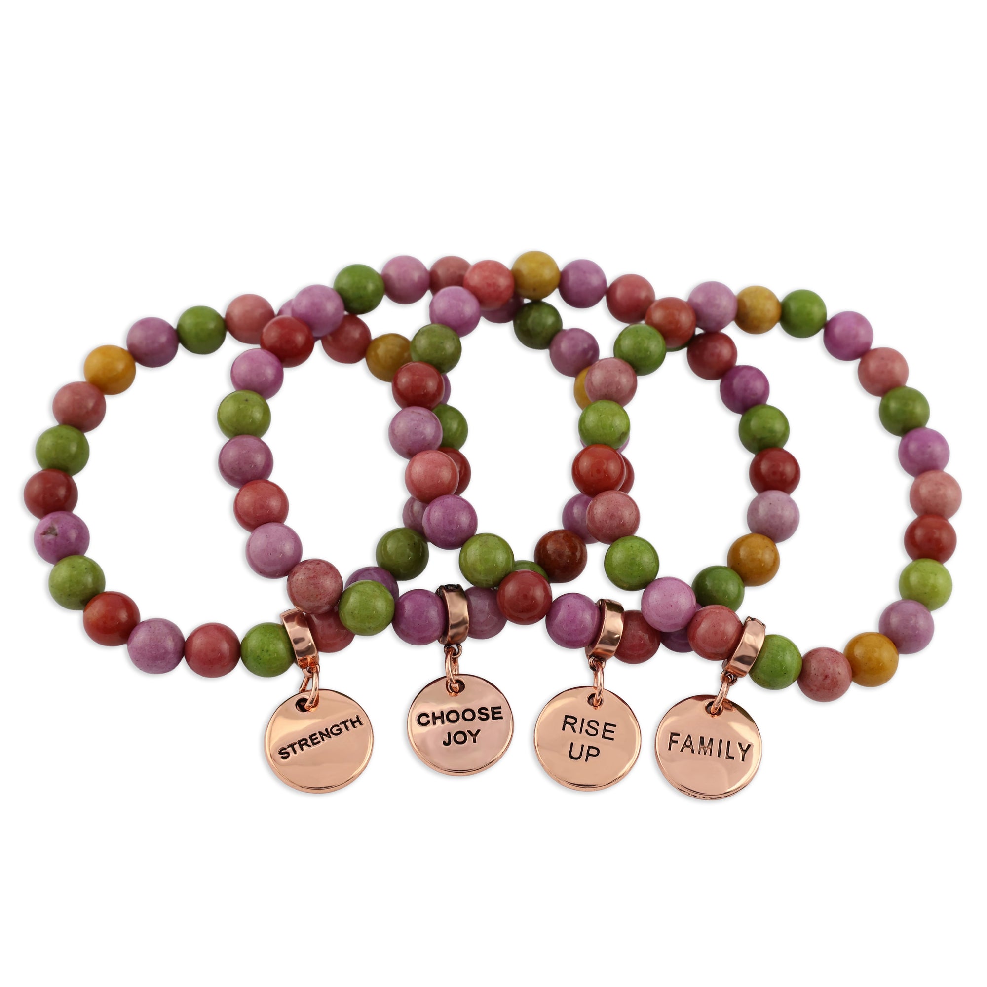 Stone Bracelet - Palooza 8mm Beads - With Rose Gold Charms
