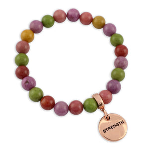 Stone Bracelet - Palooza 8mm Beads - With Rose Gold Charms