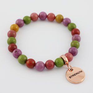 Stone Bracelet - Palooza 8mm Beads - With Rose Gold Charms