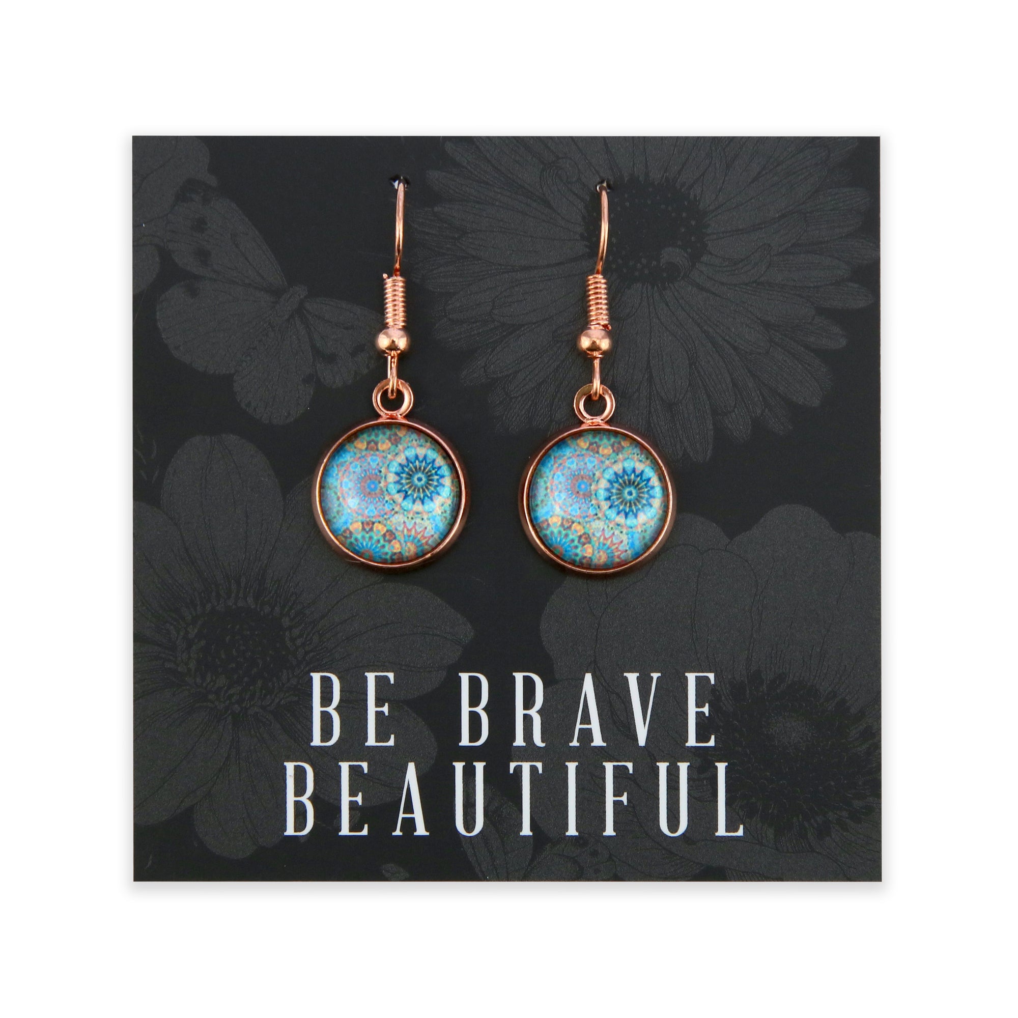 TEAL COLLECTION - Be Brave Beautiful - Rose Gold Dangle Earrings - Panama (12155)