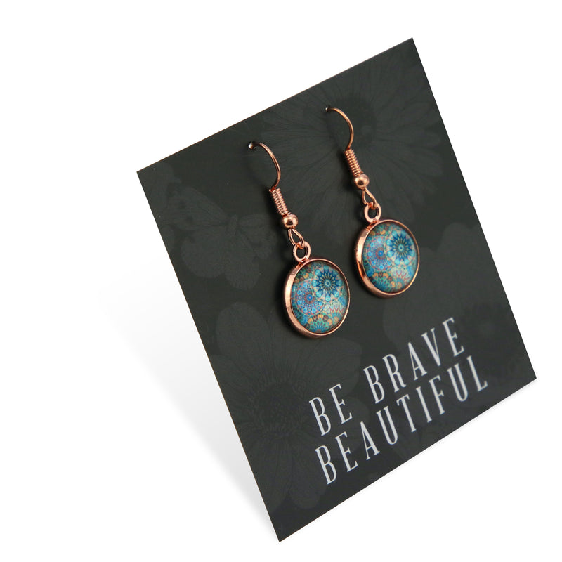 TEAL COLLECTION - Be Brave Beautiful - Rose Gold Dangle Earrings - Panama (12155)