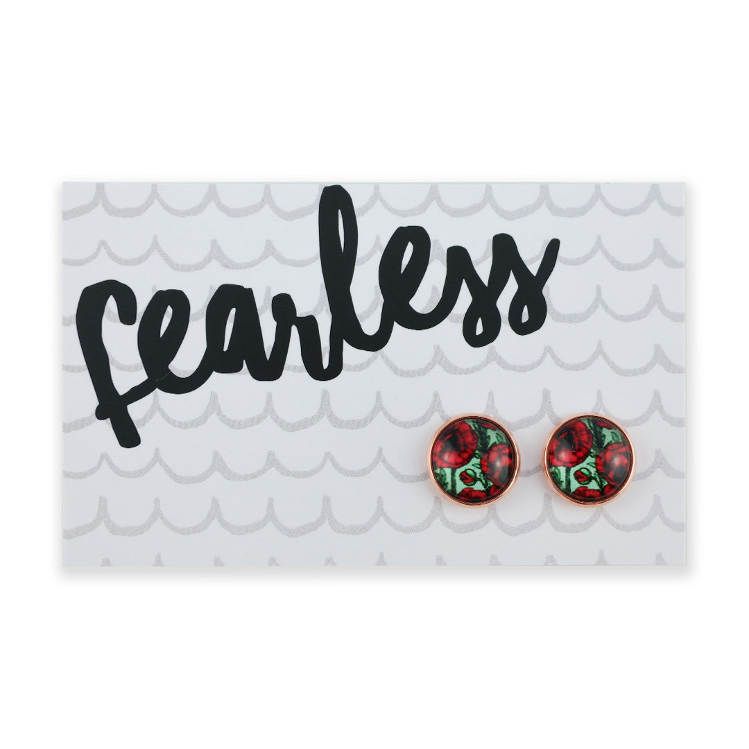 POPPIES Collection - Fearless - Rose Gold 12mm Circle Studs - Parade Poppies (12455)