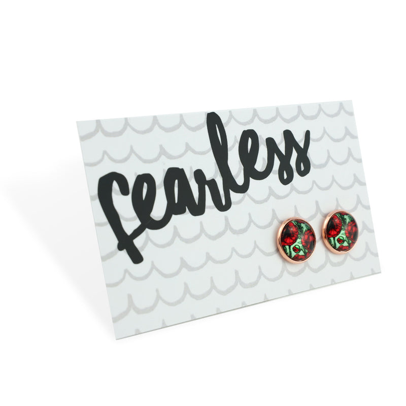 POPPIES Collection - Fearless - Rose Gold 12mm Circle Studs - Parade Poppies (12455)