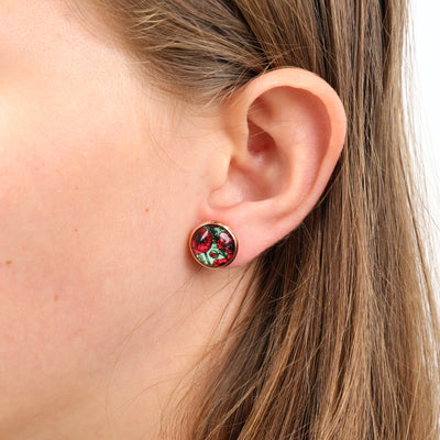 POPPIES Collection - Beautiful Strong Unique - Bright Silver 12mm Circle Studs - Parade Poppies (12454)