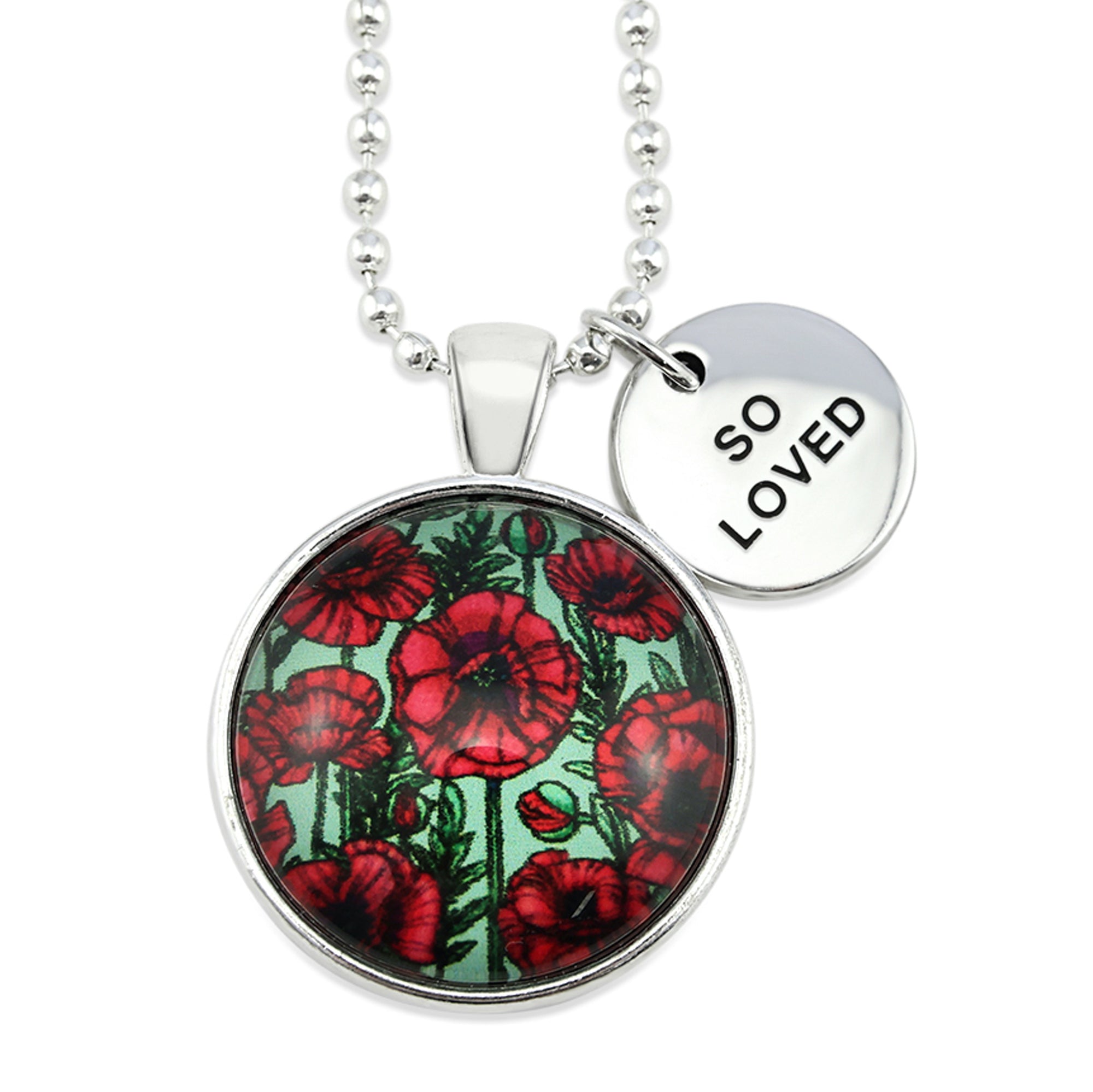 POPPIES Collection - Bright Silver 'SO LOVED' Necklace - Parade Poppies (10562)