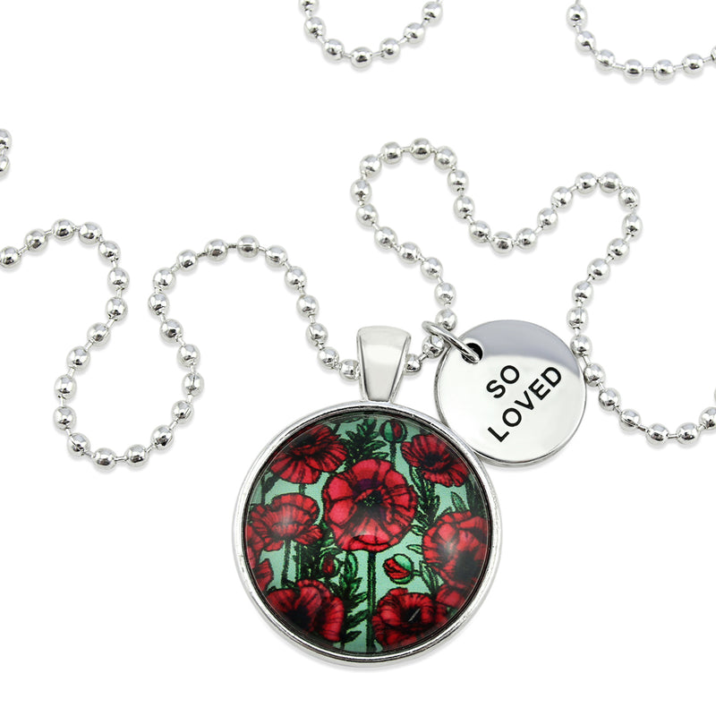 POPPIES Collection - Bright Silver 'SO LOVED' Necklace - Parade Poppies (10562)