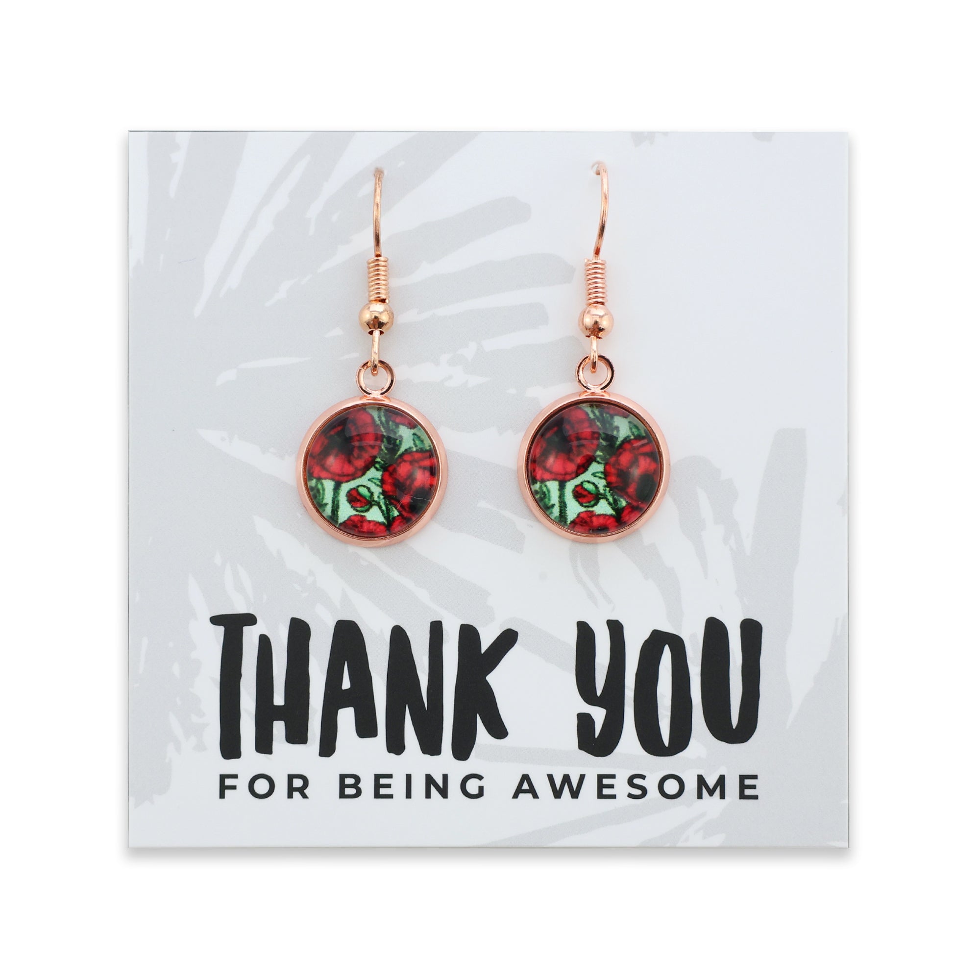 POPPIES Collection - Thank You For Being Amazing - Rose Gold Dangle Earrings - Parade Poppies (12714)