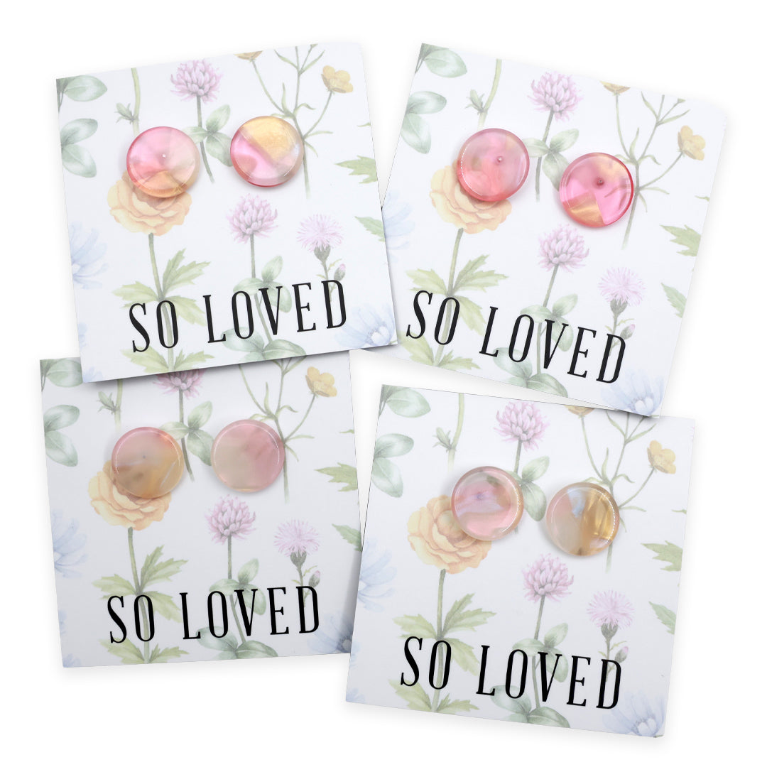 Resin Circle Studs | So Loved - Peach Sunrise