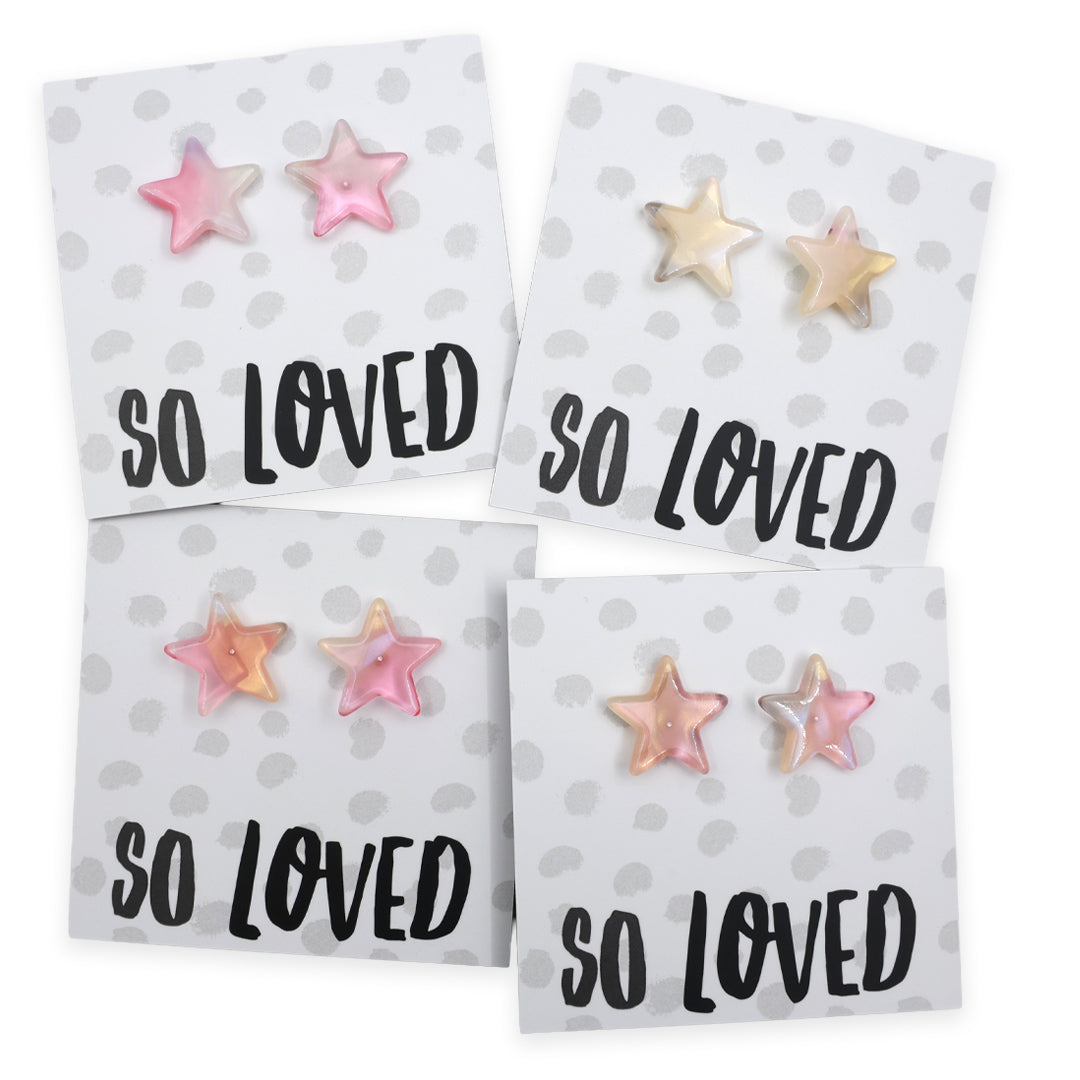 Resin Star Studs | So Loved - Peach Sunrise