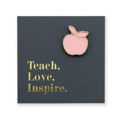 Lovely Pins! Teach Love Inspire - Pink Apple Enamel Badge Pin - (10413)