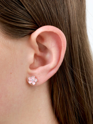Lovely Just Like You Sterling Silver Blossom Bud Studs - Soft Pink