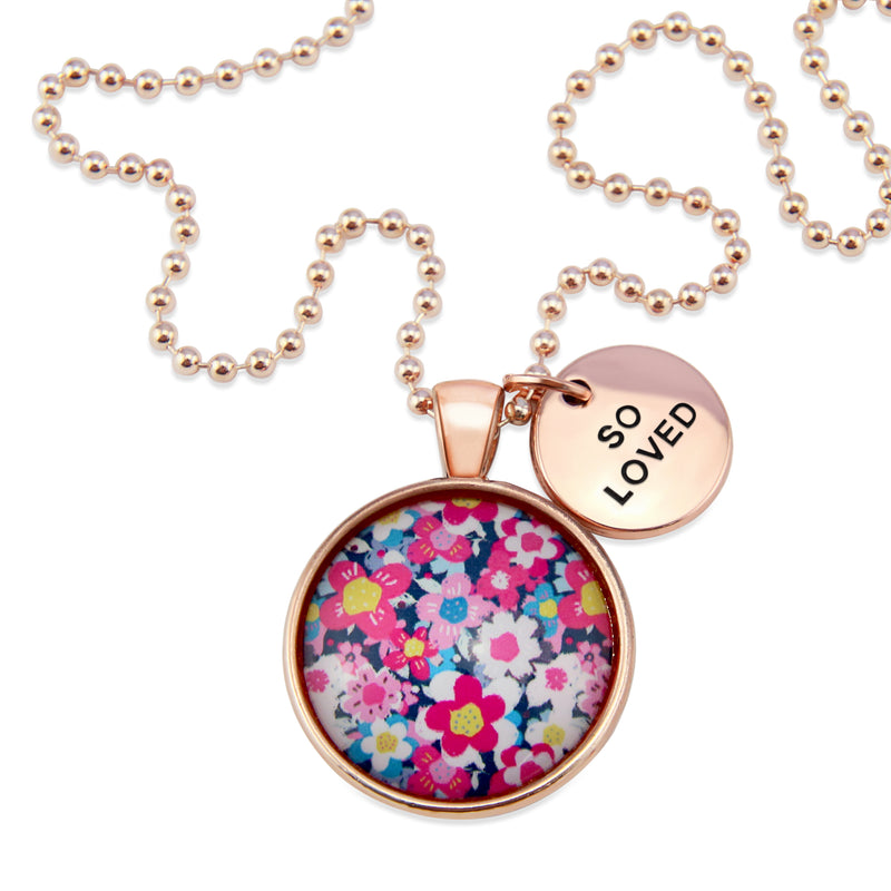 Pink Collection - Rose Gold 'SO LOVED' Necklace - Pink Perennial (10233)