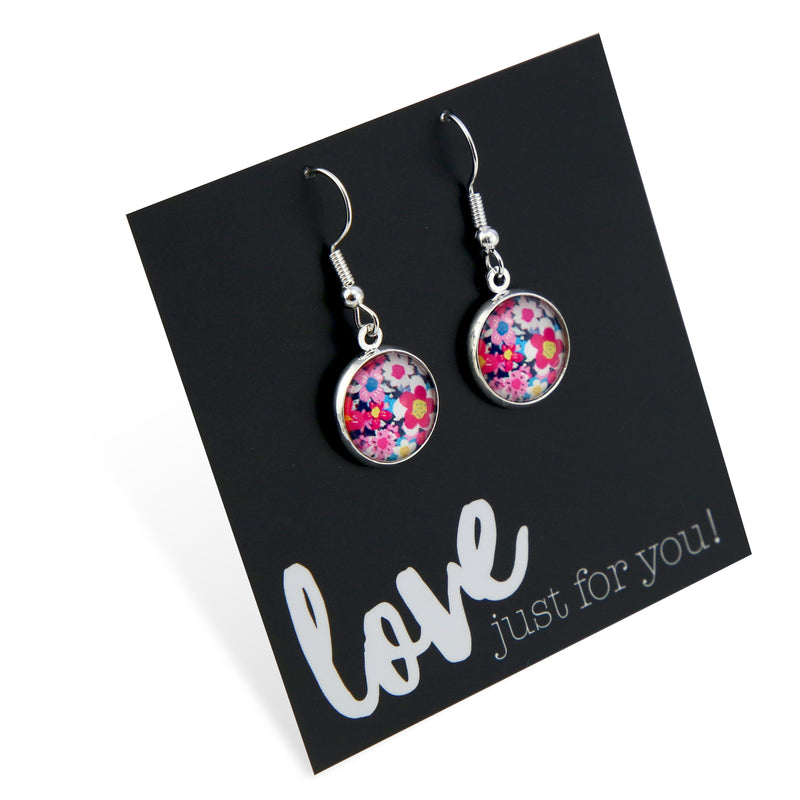Pink Collection - Love Just For You - Bright Silver Dangle Earrings - Pink Perennial (12645)