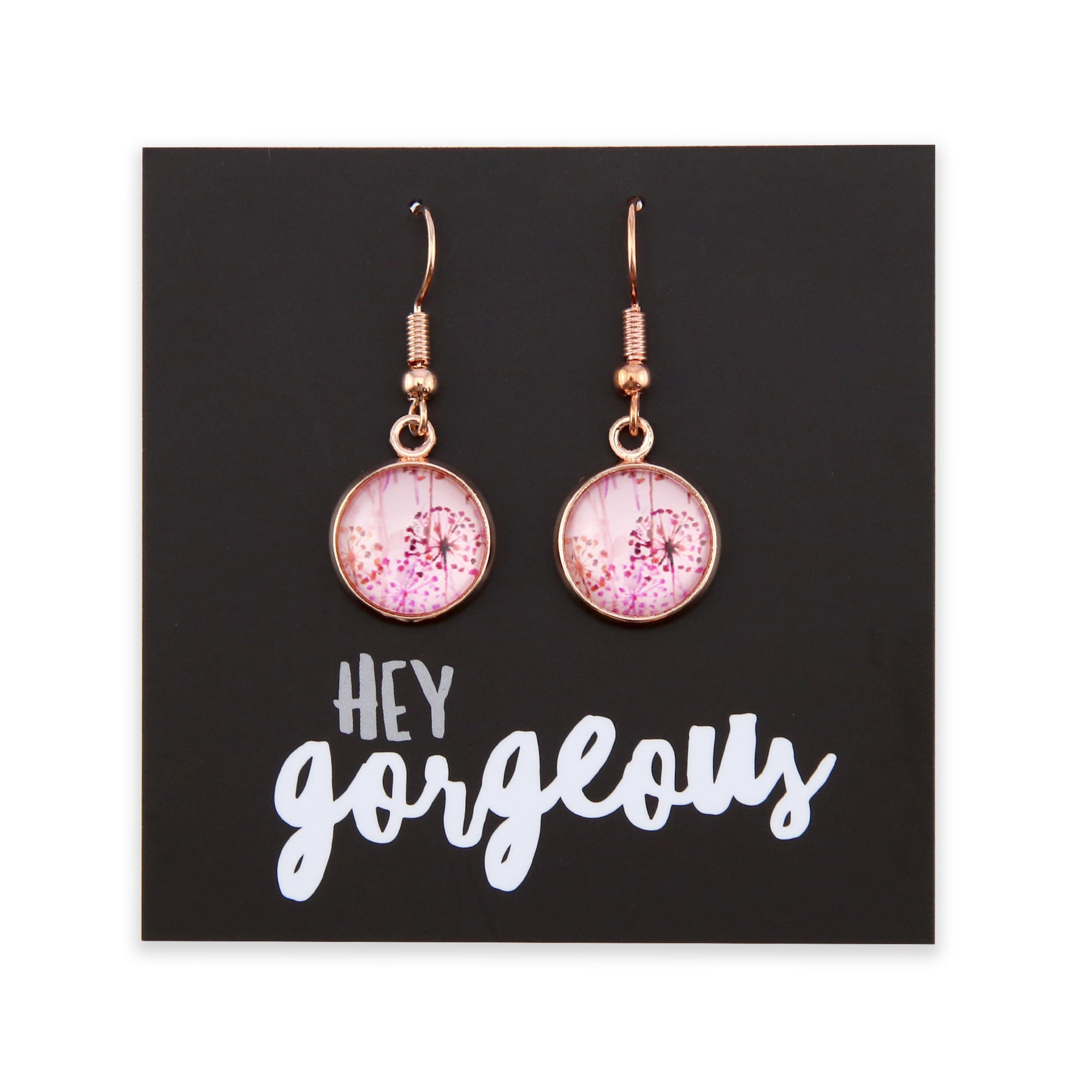 PINK COLLECTION - Hey Gorgeous - Rose Gold Dangle Earrings - Pink Wish (2210)