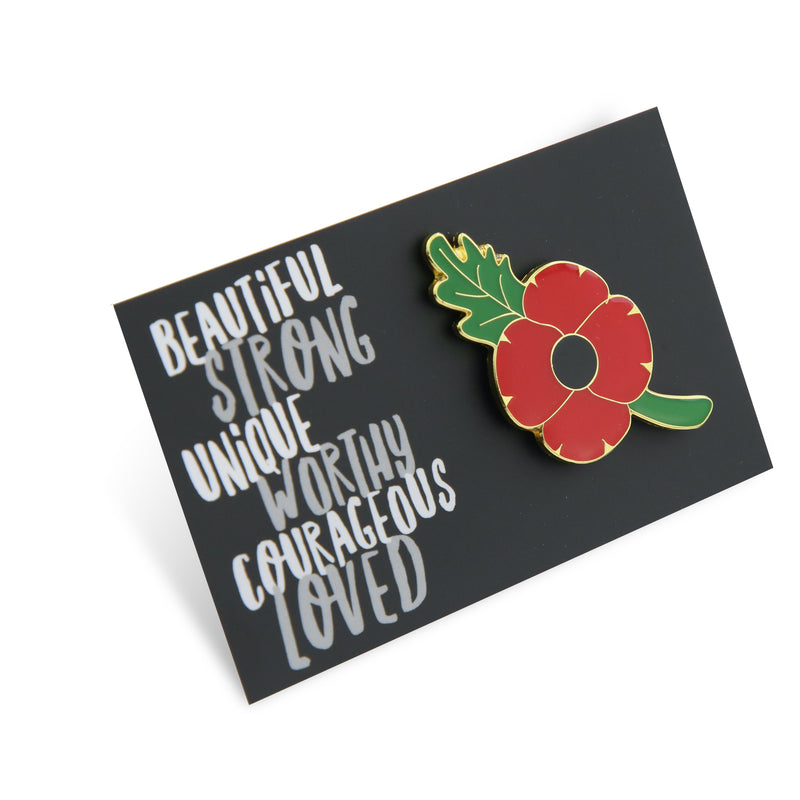 POPPIES Collection - Lovely Pin! Beautiful Strong Unique - Red Poppy Enamel Badge Pin - (11311)